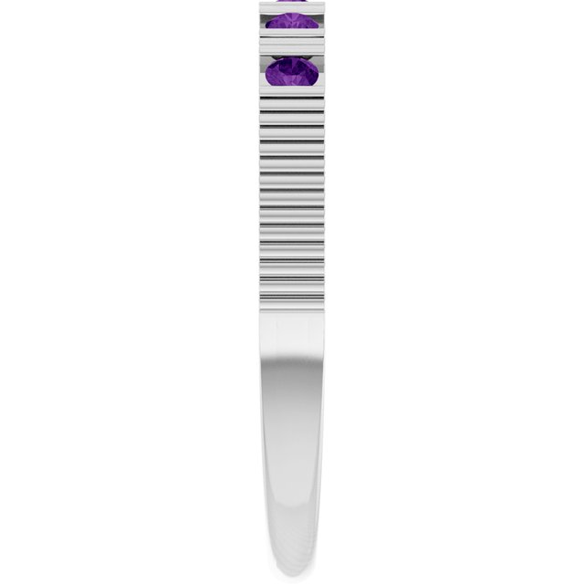 14K White Natural Amethyst Stackable Ring