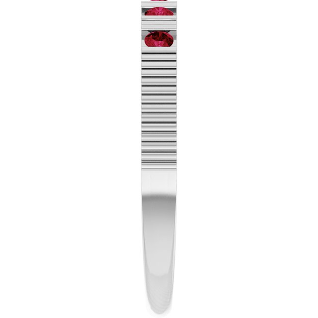 14K White Natural Ruby Stackable Ring