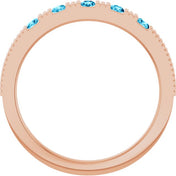 14K Rose Natural Aquamarine Stackable Ring