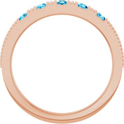 14K Rose Natural Aquamarine Stackable Ring