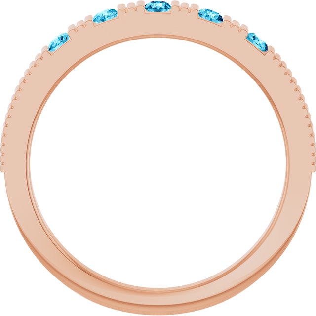 14K Rose Natural Aquamarine Stackable Ring