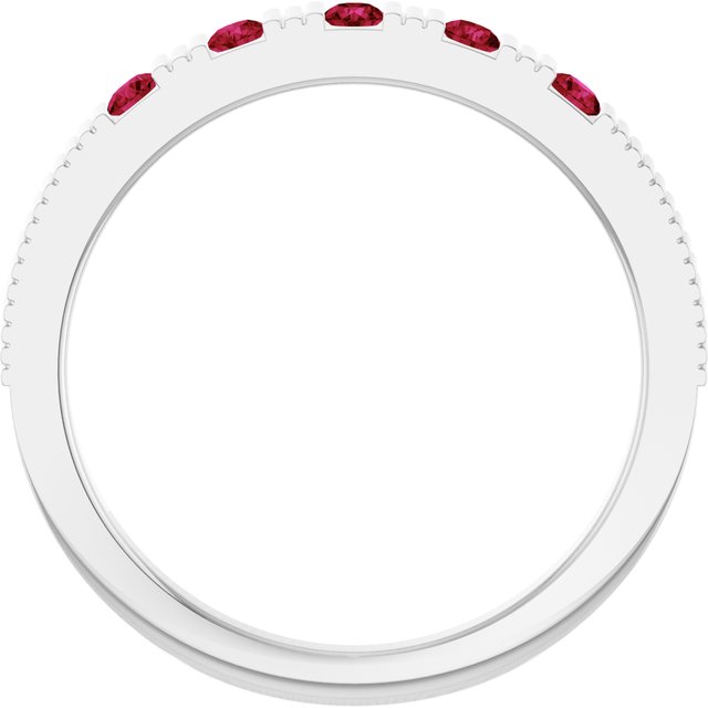 14K White Natural Ruby Stackable Ring