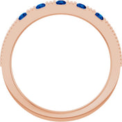 14K Rose Lab-Grown Blue Sapphire Stackable Ring