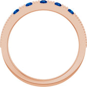14K Rose Lab-Grown Blue Sapphire Stackable Ring