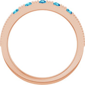 14K Rose Natural Blue Zircon Stackable Ring