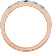 14K Rose Natural Blue Zircon Stackable Ring