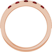 14K Rose Natural Mozambique Garnet Stackable Ring