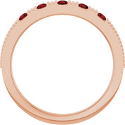 14K Rose Natural Mozambique Garnet Stackable Ring