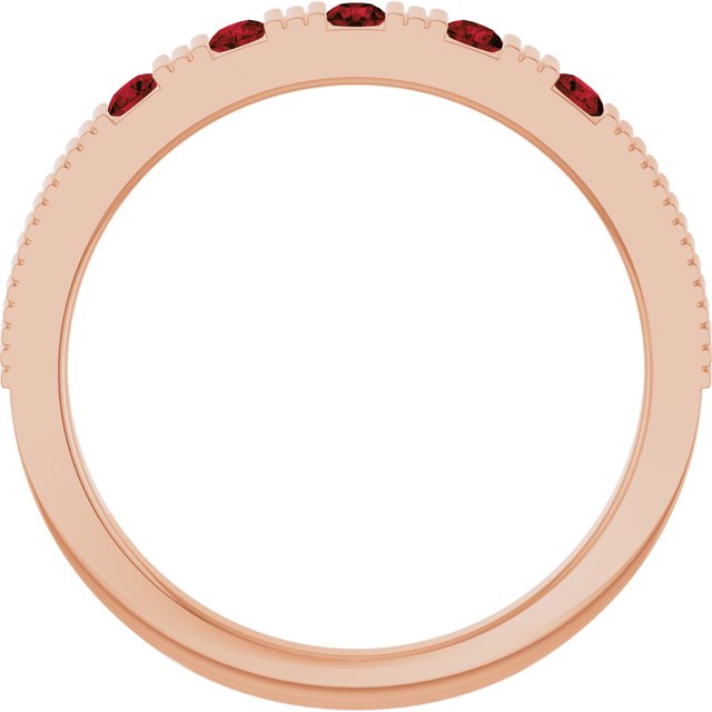 14K Rose Natural Mozambique Garnet Stackable Ring