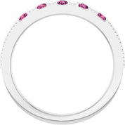 14K White Natural Pink Tourmaline Stackable Ring