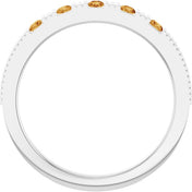 Platinum Natural Citrine Stackable Ring