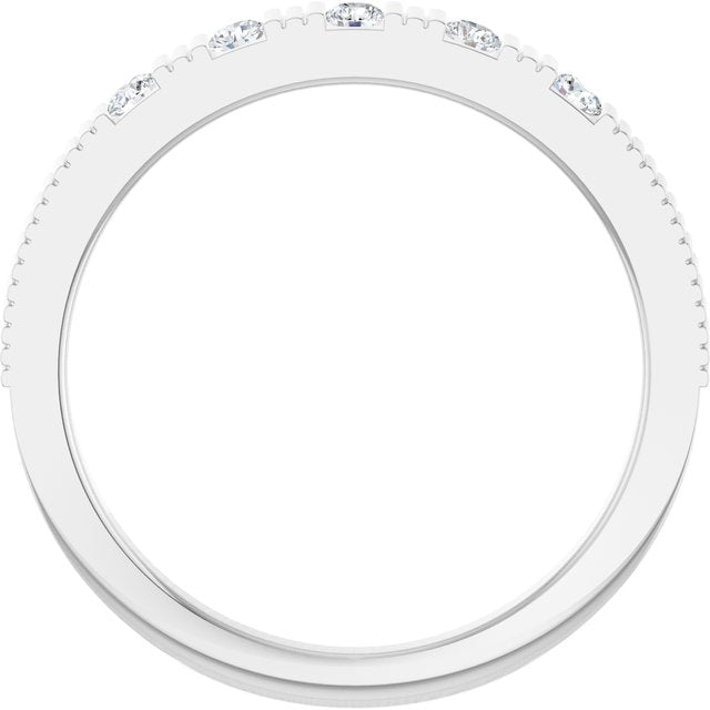 14K White Natural White Sapphire Stackable Ring