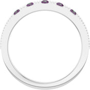14K White Natural Alexandrite Stackable Ring