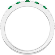 Platinum Natural Emerald Stackable Ring