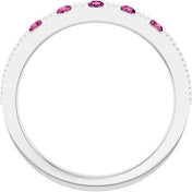 Platinum Natural Pink Tourmaline Stackable Ring