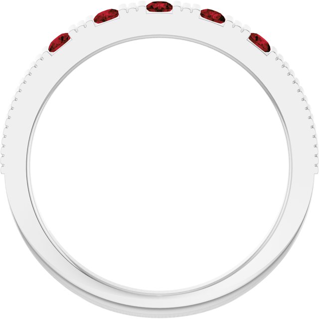 Platinum Natural Mozambique Garnet Stackable Ring