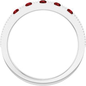 14K White Natural Mozambique Garnet Stackable Ring