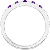 14K White Natural Amethyst Stackable Ring