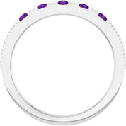 14K White Natural Amethyst Stackable Ring