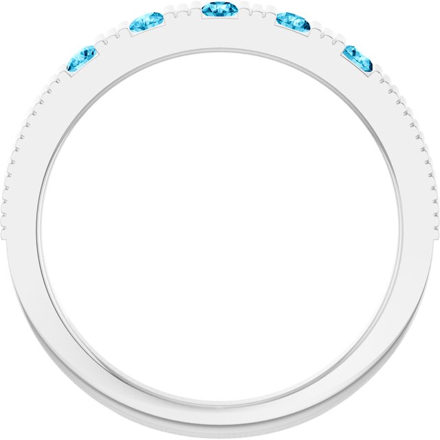 Platinum Natural Aquamarine Stackable Ring