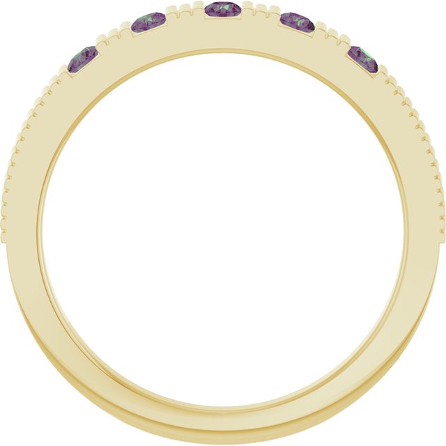 14K Yellow Natural Alexandrite Stackable Ring