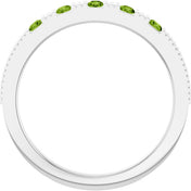 14K White Natural Peridot Stackable Ring