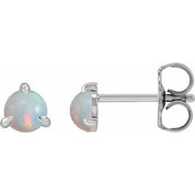 Sterling Silver Cabochon Natural White Opal Stud Earrings