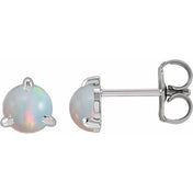 Sterling Silver Cabochon Natural White Opal Stud Earrings