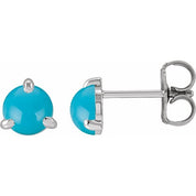 Sterling Silver Cabochon Natural Turquoise Stud Earrings