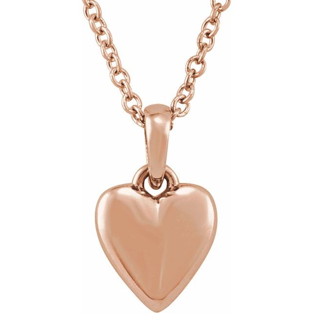 14K Rose Youth Heart 15" Necklace