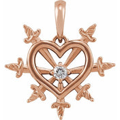 14K Rose .03 CT Natural Diamond Heart & Daggers Pendant