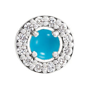 14K White Cabochon Natural Turquoise & .06 CTW Natural Diamond Halo-Style Pendant