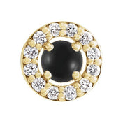14K Yellow Cabochon Natural Black Onyx & .06 CTW Natural Diamond Halo-Style Pendant