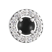 Sterling Silver Cabochon Natural Black Onyx & .05 CTW Natural Diamond Halo-Style Pendant