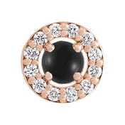 14K Rose Cabochon Natural Black Onyx & .05 CTW Natural Diamond Halo-Style Pendant