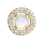 14K Yellow Cabochon Natural Rainbow Moonstone & .05 CTW Natural Diamond Halo-Style Pendant