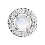 Sterling Silver Cabochon Natural Rainbow Moonstone & .05 CTW Natural Diamond Halo-Style Pendant