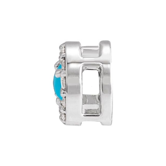 14K White Cabochon Natural Turquoise & .05 CTW Natural Diamond Halo-Style Pendant