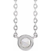 Sterling Silver .06 CT Rose-Cut Natural Diamond Bezel-Set 18" Necklace