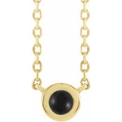 14K Yellow Cabochon Natural Black Onyx Bezel-Set 18" Necklace