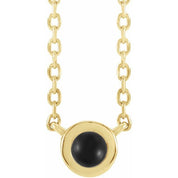14K Yellow Cabochon Natural Black Onyx Bezel-Set 18" Necklace