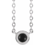 Sterling Silver Cabochon Natural Black Onyx Bezel-Set 18" Necklace