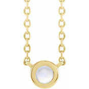 14K Yellow Cabochon Natural Rainbow Moonstone Bezel-Set 18" Necklace