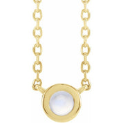 14K Yellow Cabochon Natural Rainbow Moonstone Bezel-Set 18" Necklace