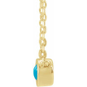 14K Yellow Cabochon Natural Turquois Bezel-Set 18" Necklace