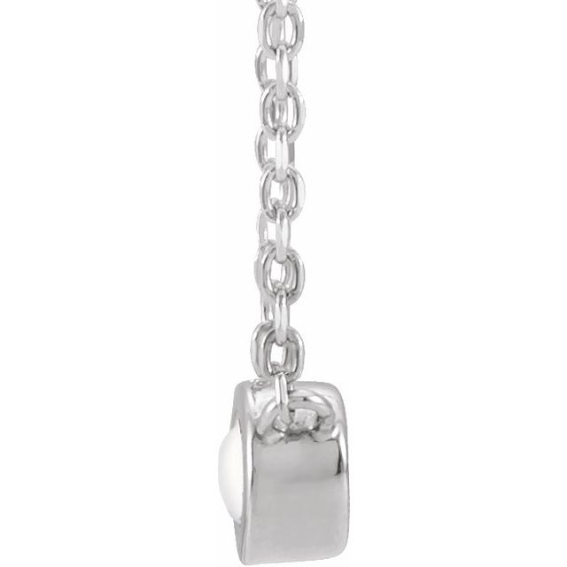 Platinum Cabochon Natural Rainbow Moonstone Bezel-Set 18" Necklace