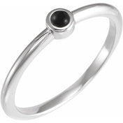 Sterling Silver Cabochon Natural Black Onyx Stackable Ring