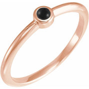 14K Rose Cabochon Natural Black Onyx Stackable Ring