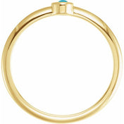 14K Yellow Cabochon Natural Turquoise Stackable Ring