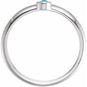 14K White Cabochon Natural Turquoise Stackable Ring